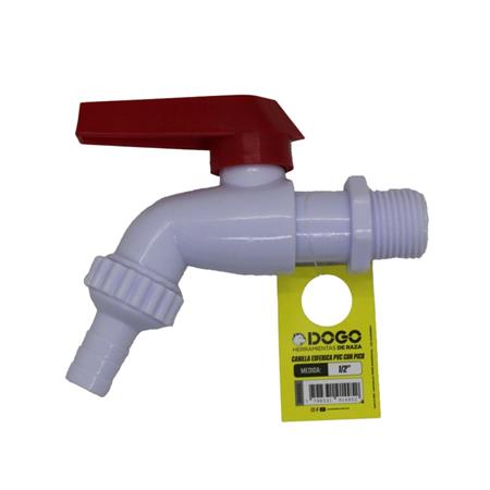 CANILLA ESFERICA DE PVC 1/2 CON PICO