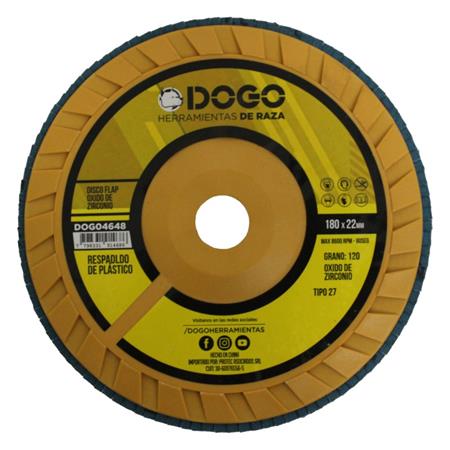 DISCO FLAP OXIDO DE ZIRCONIO Ø180 GR 120 R/PLÁSTICO